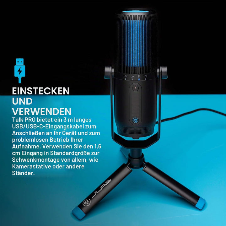 JLAB Audio Talk Pro USB Mikrofon PC Plug und Play Professionelle Auflösung in Studioqualität, 4 Rich