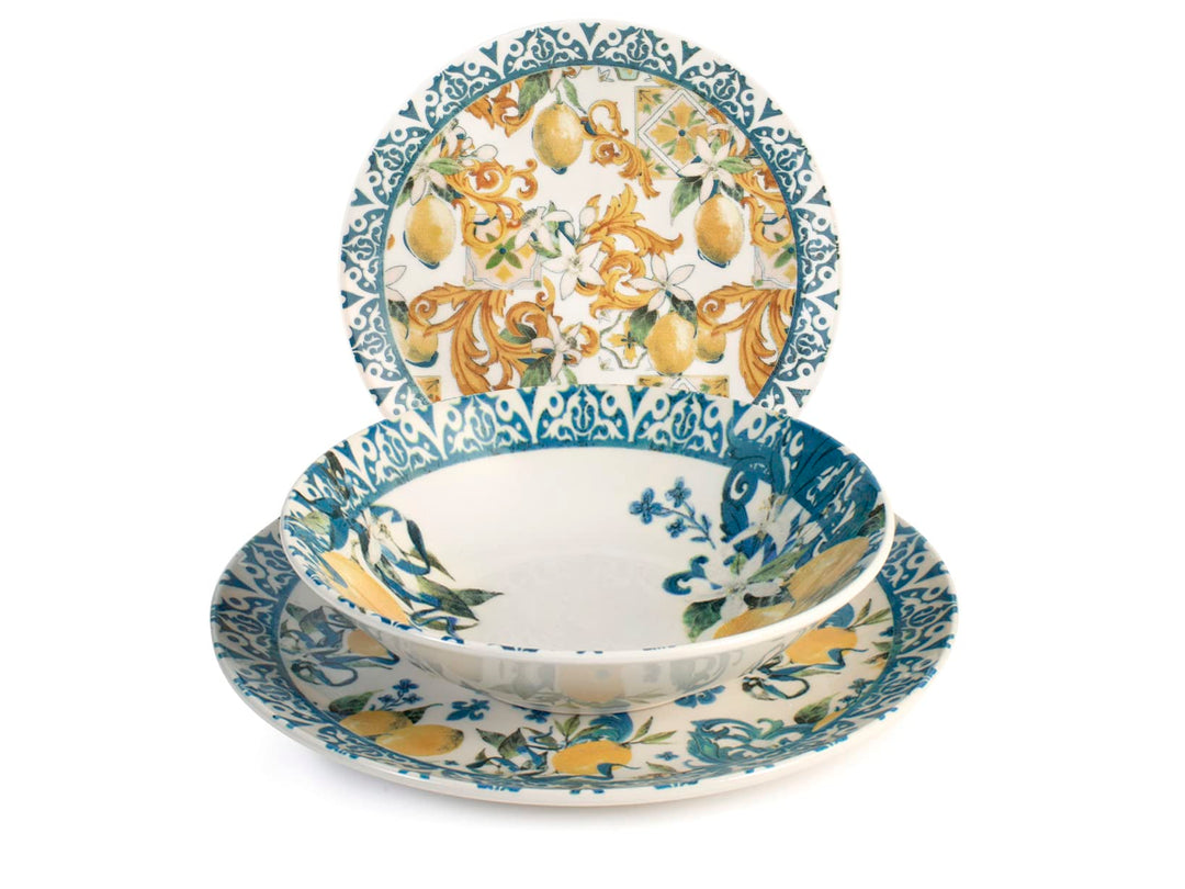 H&h servizio tavola 18 pezzi sicily in stoneware decorato