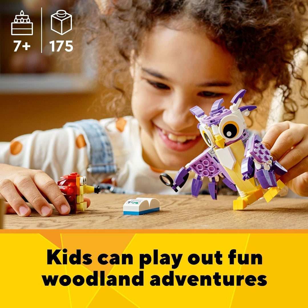 LEGO Creator 3in1 Fantasy Forest Creatures 31125 Building Kit Featuring an Owl, Rabbit and Squirrel;