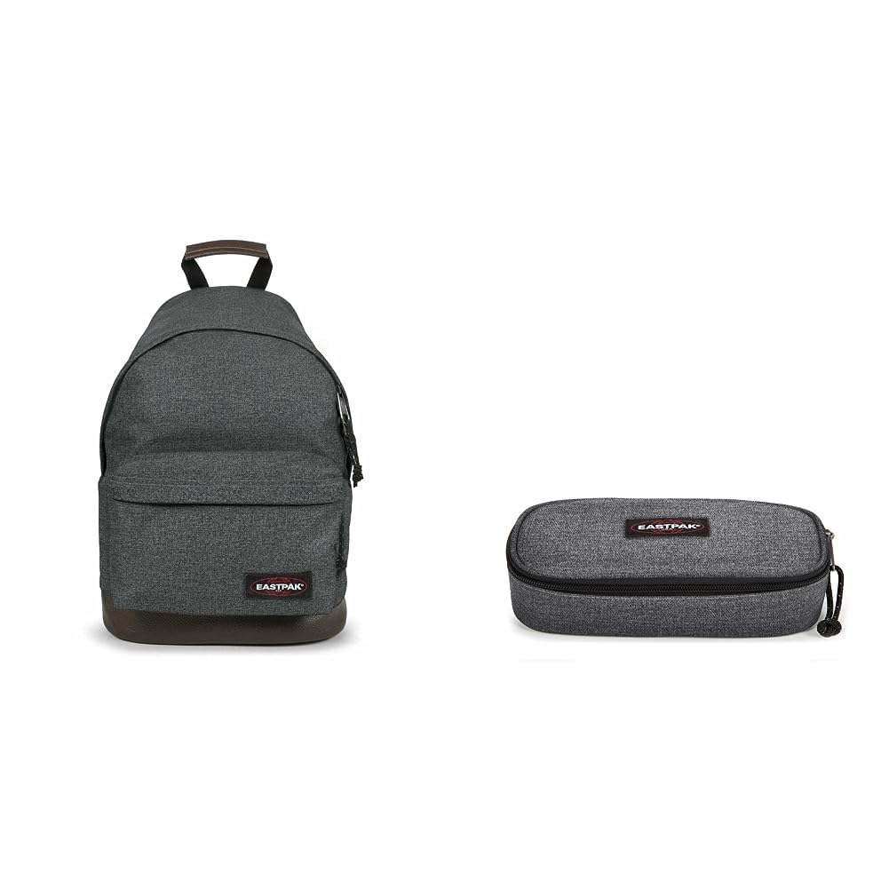 EASTPAK Wyoming Rucksack, 40 cm, 24 L, Black Denim (Grau) & Oval Single Federmäppchen, 22 cm, Black