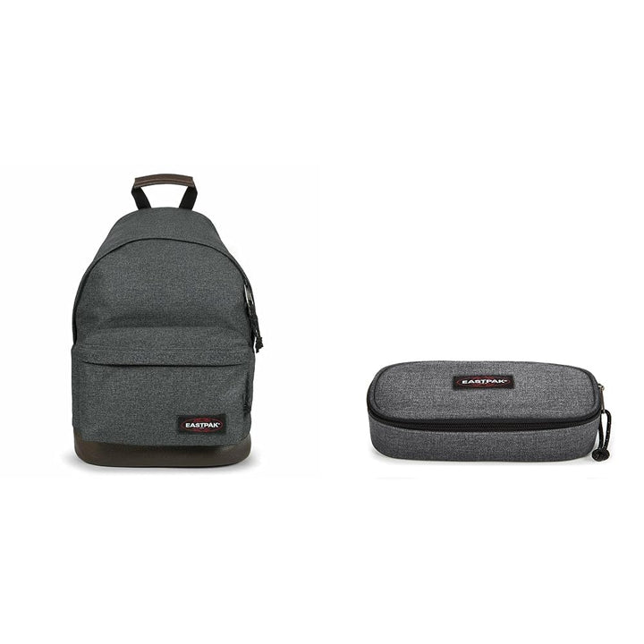 EASTPAK Wyoming Rucksack, 40 cm, 24 L, Black Denim (Grau) & Oval Single Federmäppchen, 22 cm, Black