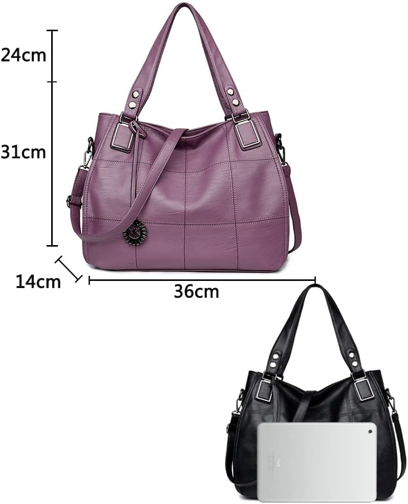 Kris Anna Damen Hobo Schultertasche Shopper Tasche aus PU-Leder mit Schulterriemen Umhängetasche Sti