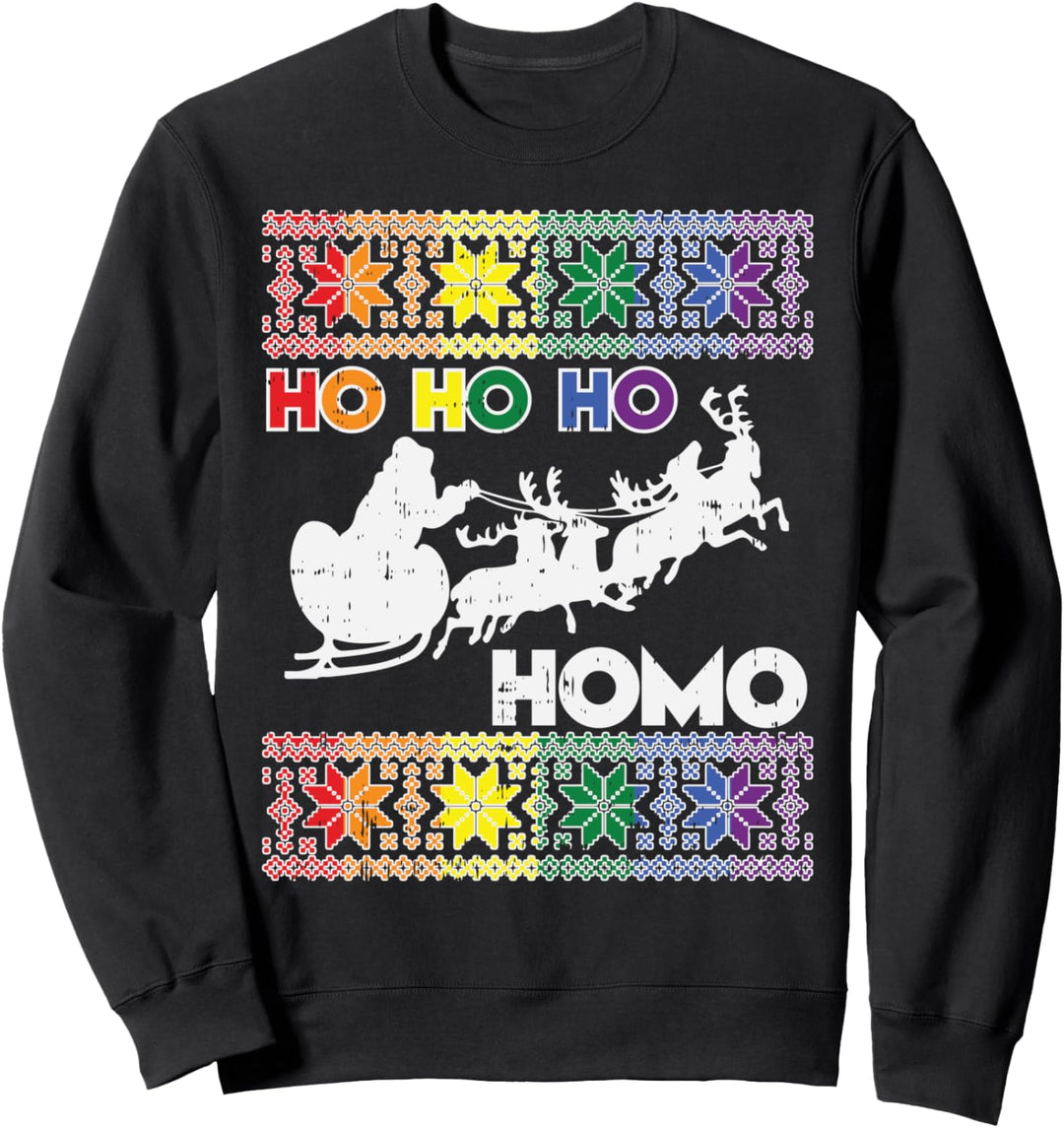 Ho Ho Homo Gay Ugly Xmas Sweater Funny LGBT Christmas Gift Sweatshirt