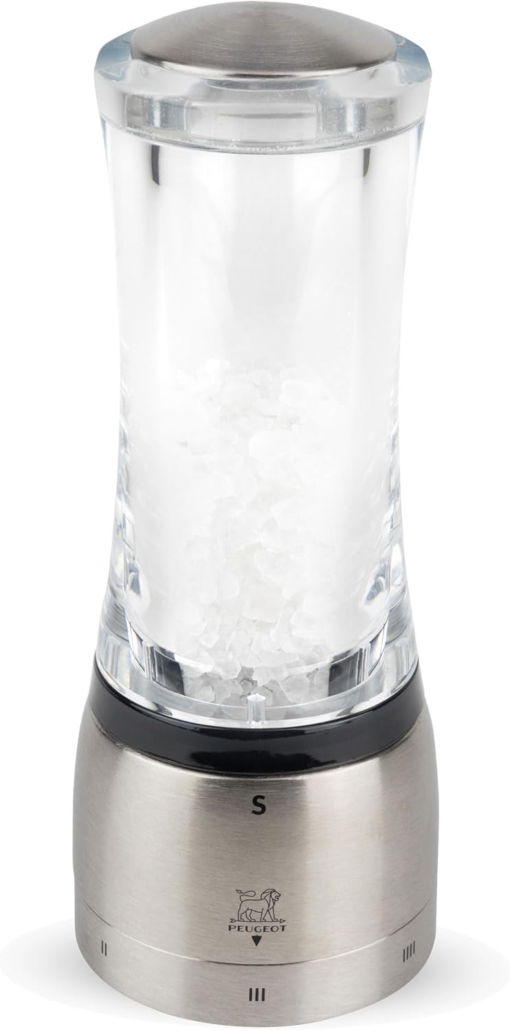 Peugeot Daman Manuelle Salzmühle, Mahlgradeinstellung u'Select, Acryl/Edelstahl, Transparent/Silber,