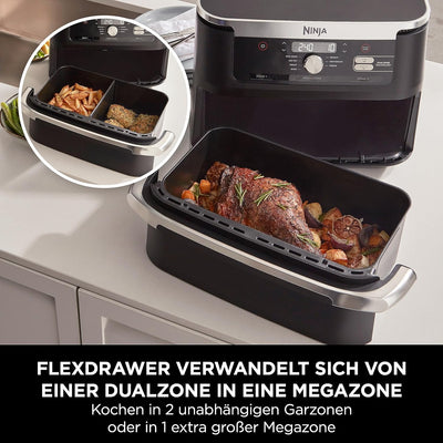 Ninja Foodi FlexDrawer Heissluftfritteuse, verwandelt sich in MegaZone, 10,4 L, 7-in-1, Dual Zone, m