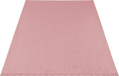 HomebyHome Teppich Wohnzimmer 140x200 cm Rosa Einfarbig Design - Schlafzimmer Teppich Kurzflor Extra