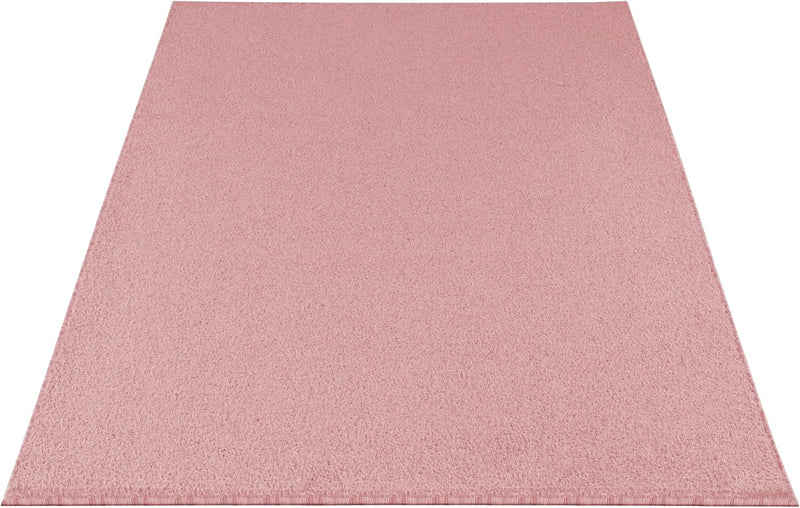 HomebyHome Teppich Wohnzimmer 140x200 cm Rosa Einfarbig Design - Schlafzimmer Teppich Kurzflor Extra