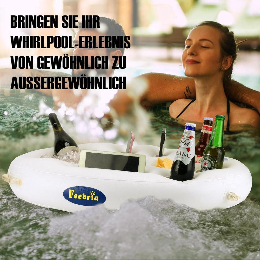 Weisser ovaler schwimmender Snack- und Getränkehalter - Vielseitiges Pool-Party-Zubehör für Obst, Ge