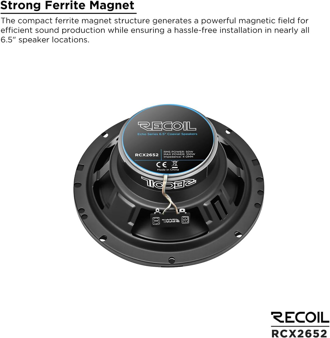RECOIL RCX265 Echo Series 16,5 cm (6,5 Zoll) 2-Wege-Koaxiallautsprecher, 100 W RMS / 200 W Spitze, P
