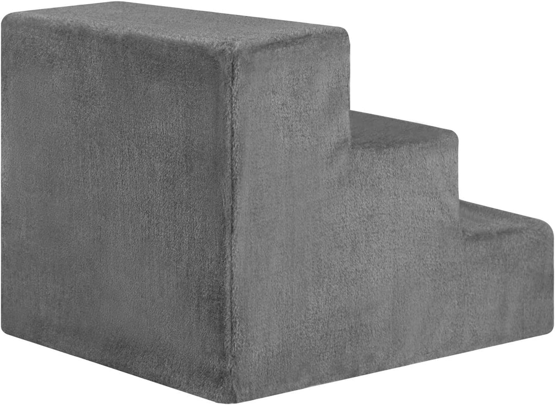 Juskys Haustiertreppe Hundetreppe 36 cm - Treppe 3 Stufen Plüsch-Bezug waschbar - Katzentreppe Hunde