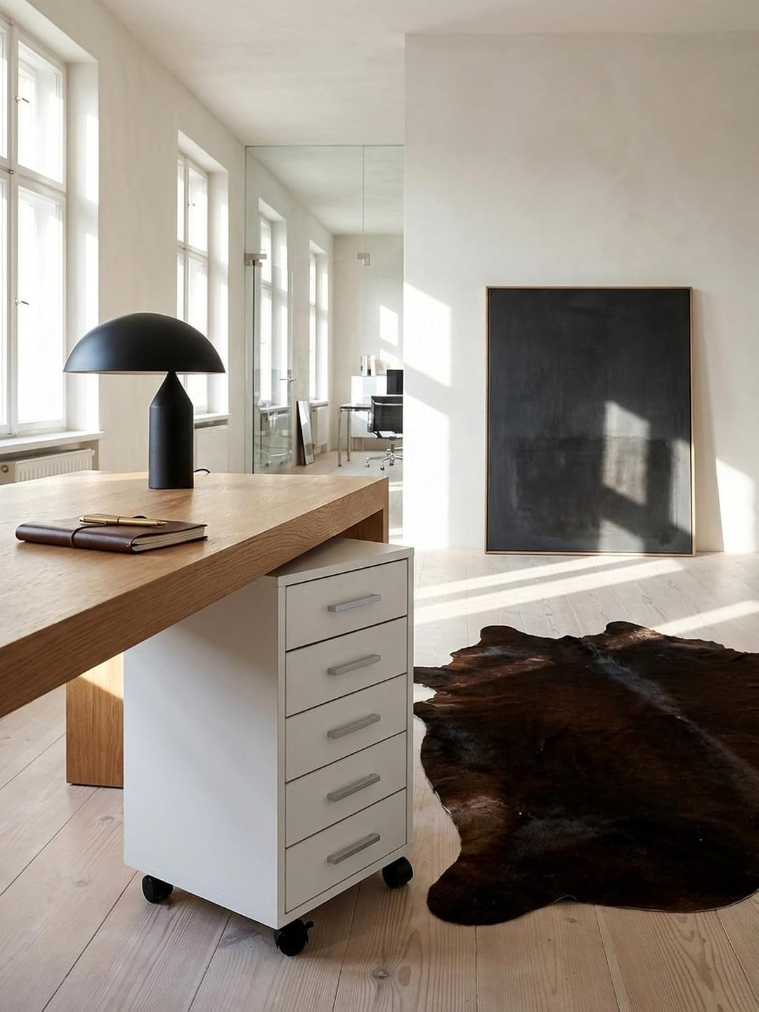 Schubladenschrank ITTER Holz: 5 Schubladen, Rollen, melaminharzbeschichtet - KADIMA DESIGN. Farbe: W