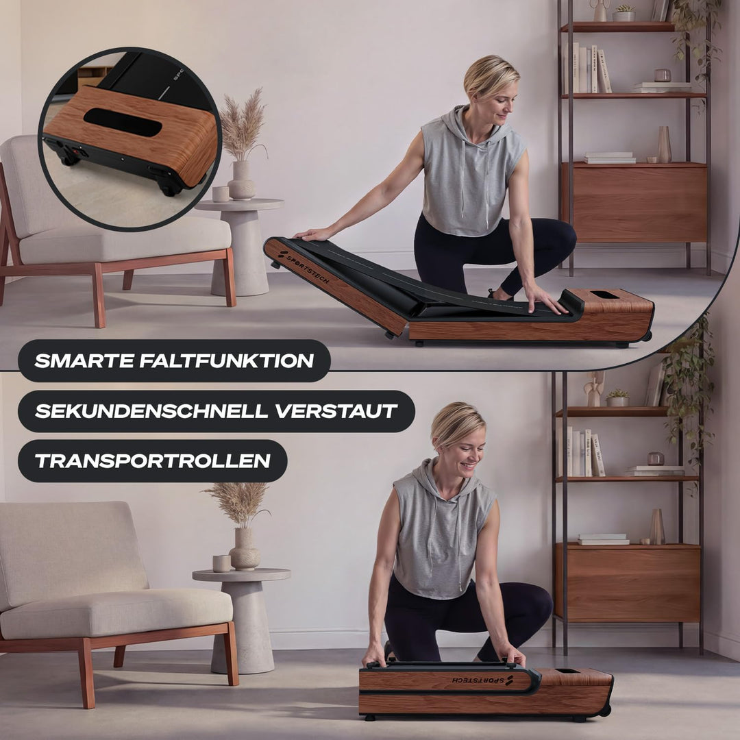 Sportstech Walking Pad für Zuhause klappbar, bis 8 km/h, Schrittezähler, für Schreibtisch und Büro,