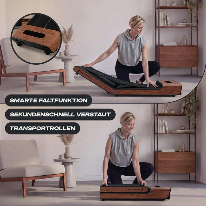 Sportstech Walking Pad für Zuhause klappbar, bis 8 km/h, Schrittezähler, für Schreibtisch und Büro,