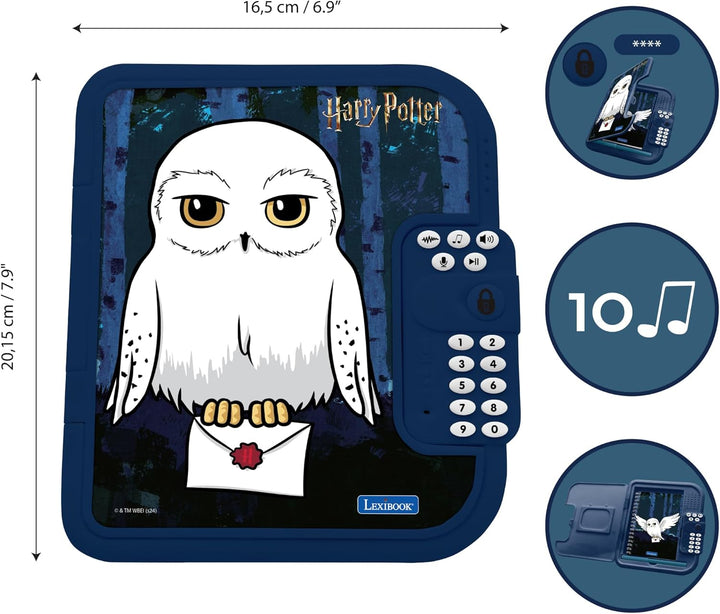 Lexibook, Harry Potter, Hedwig, elektronisches Tagebuch mit Stift und Notizbuch inklusive, interakti