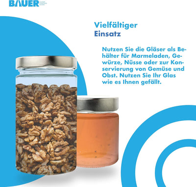 flaschenbauer.de - 6er Set Gewürzgläser Set 154ml - TO 58 Deep Mündung, Silberne Deckel - Ideal für