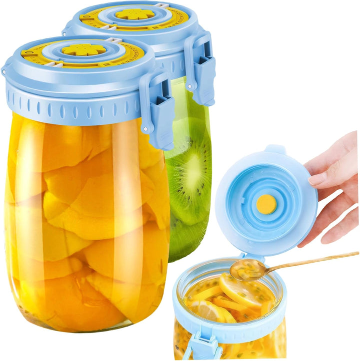 Gärglas 1000 ml mit Datum versehenes Sauerteig Starterglas mit Entlüftungsöffnung Sauerteigglas wied
