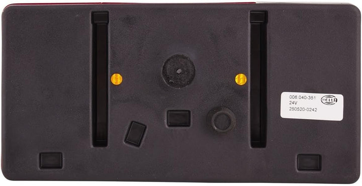 HELLA - Heckleuchte - Glühlampe - 24/12V - Anbau - Lichtscheibenfarbe: rot/gelb - Stecker: Flachstec