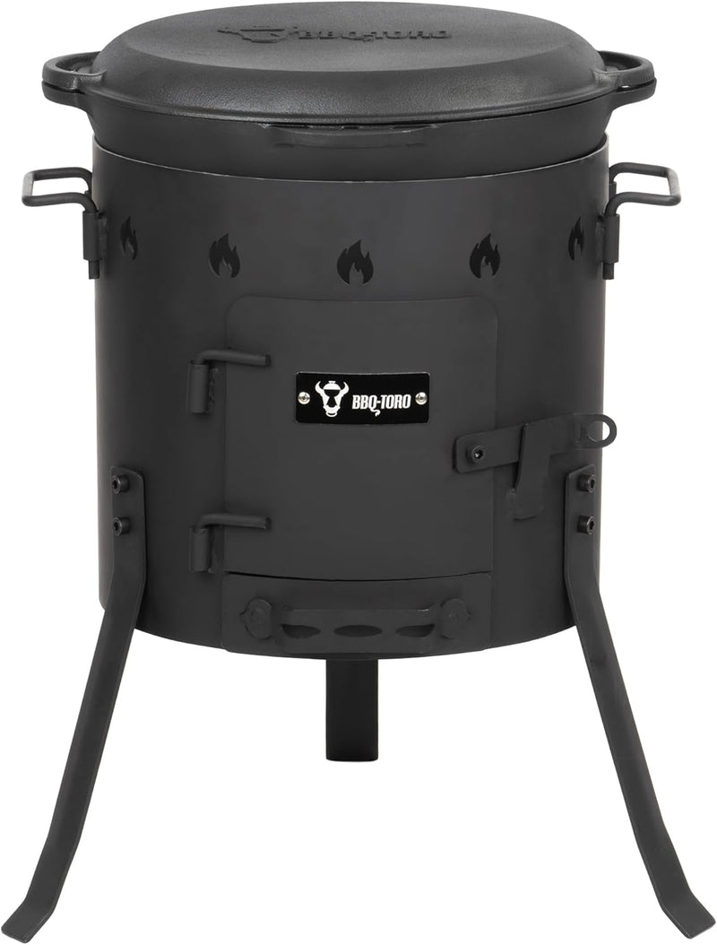 BBQ-Toro Gusseisen Kazan mit Kazan Ofen Ø 35 cm | 12,1 L Gusstopf mit Deckel, Gusseisentopf | Gulasc