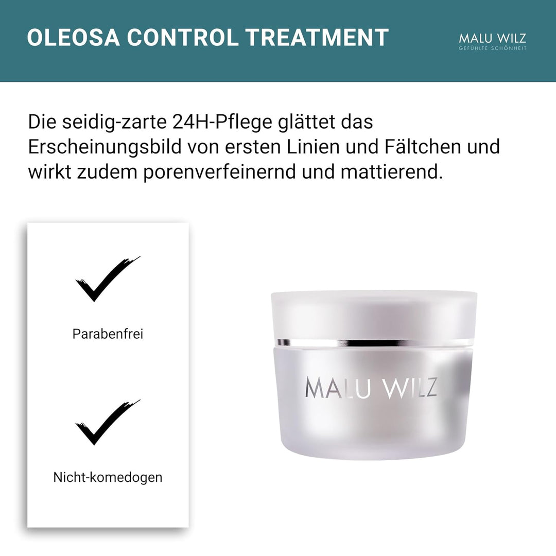 Malu Wilz Oleosa Control Treatment 50 ml I Skincare Gesichtspflege-Creme mit Jojoba-Öl, Porway & Nia