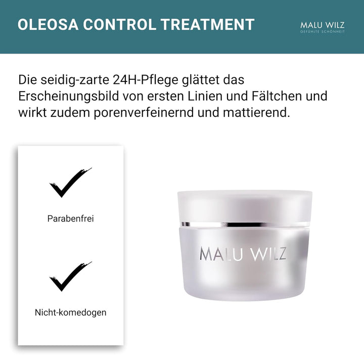 Malu Wilz Oleosa Control Treatment 50 ml I Skincare Gesichtspflege-Creme mit Jojoba-Öl, Porway & Nia