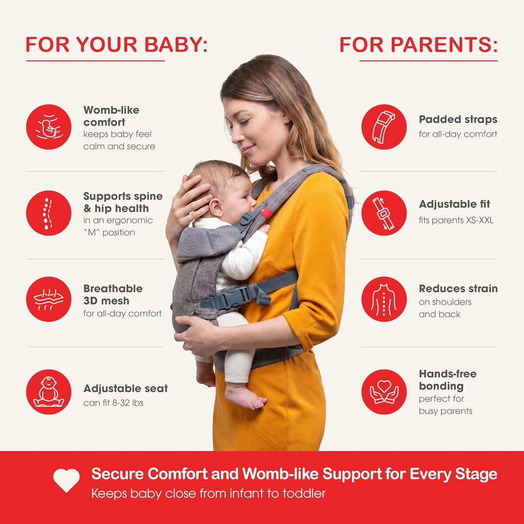 YOU+ME 4-in-1 Babytrage Neugeborene ab Geburt bis Kleinkind (3,6–14,5 kg) - Ergonomische, hüftfreund