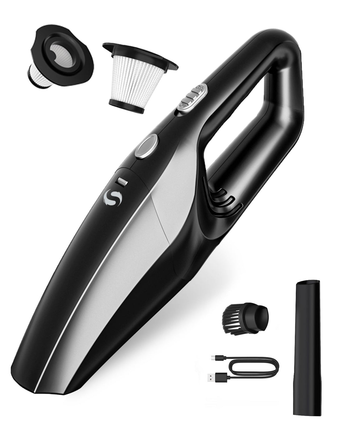 Handstaubsauger Akku kabellos, Auto Staubsauger Wiederaufladbar, Mini Staubsauger mit Waschbar HEPA-