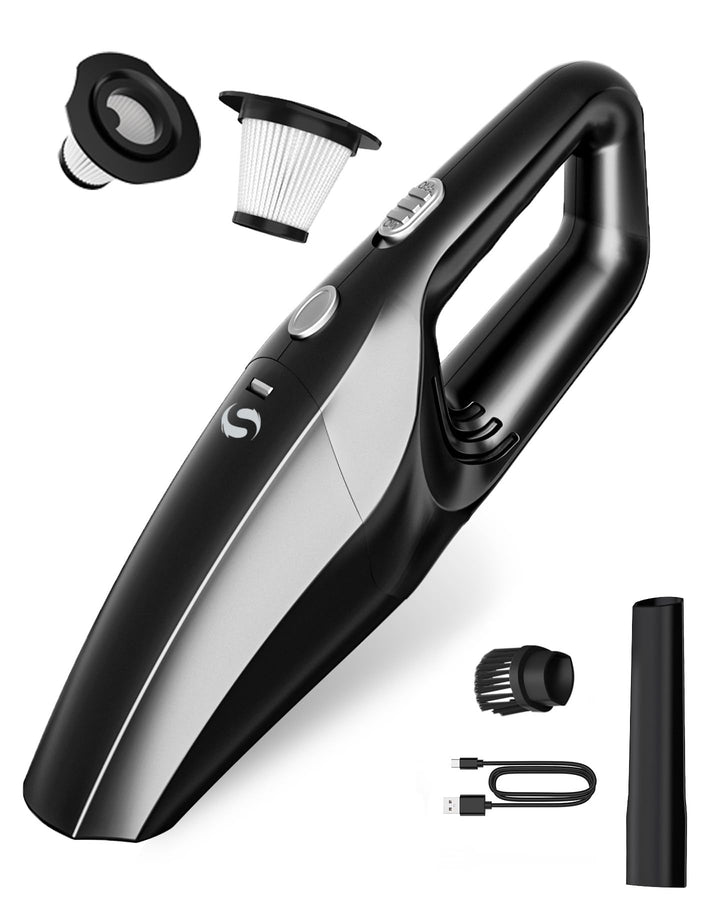 Handstaubsauger Akku kabellos, Auto Staubsauger Wiederaufladbar, Mini Staubsauger mit Waschbar HEPA-