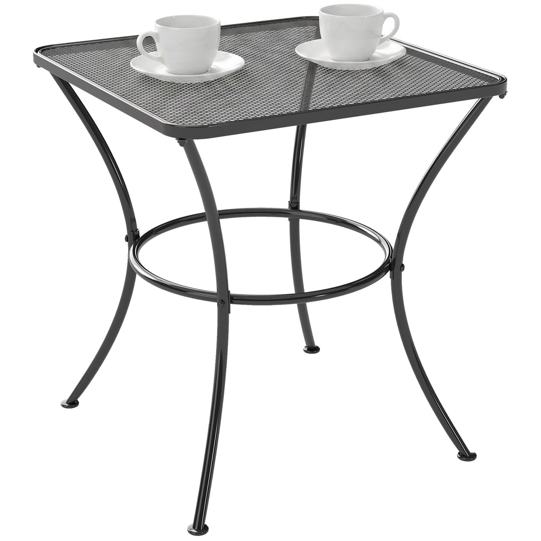 Outsunny Garten Couchtisch, Beistelltisch, Kaffeetisch, Metall, Schwarz, Terrasse, 45 x 45 x 50 cm