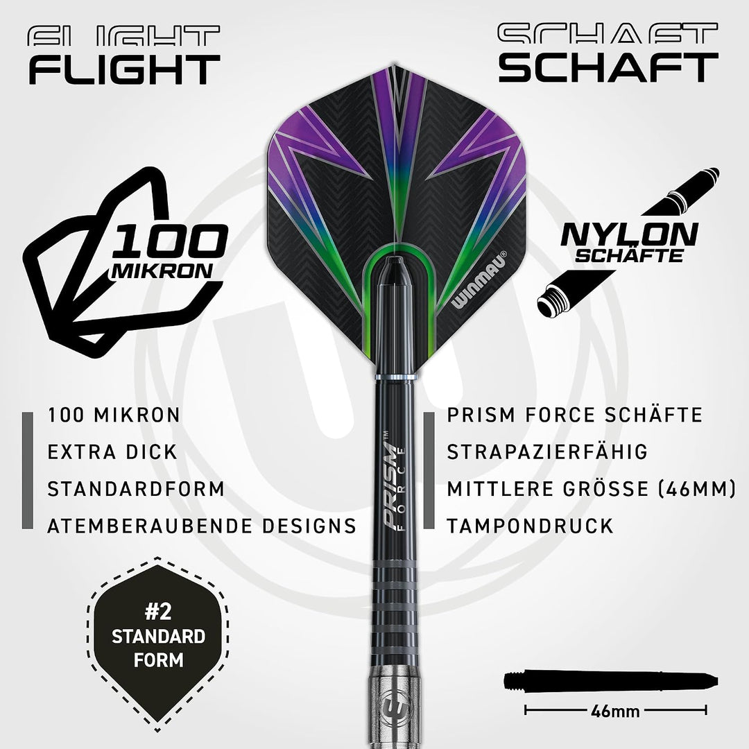 Winmau Foxfire Profi Wolfram Steeltip Dartpfeile Set mit Flights und Schäfte 23 g, 23 g