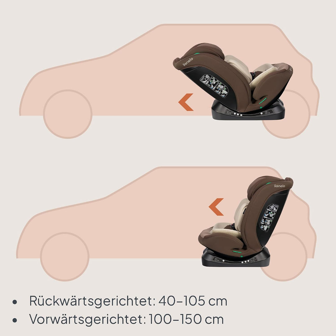 Lionelo Aart i-Size Kinderautositz Gruppe 0/1/2/3, 40-150 cm, 0-12 Jahre, Universelle Gurtmontage, V