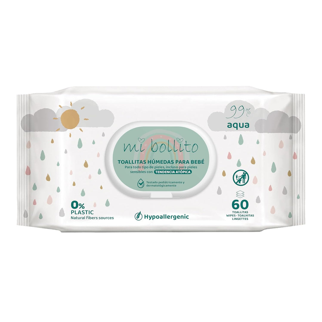 Babytücher – 99 % reines Aqua – 100 % pflanzliche Fasern – 960 Tücher – 12 Packungen + 4 gratis – he