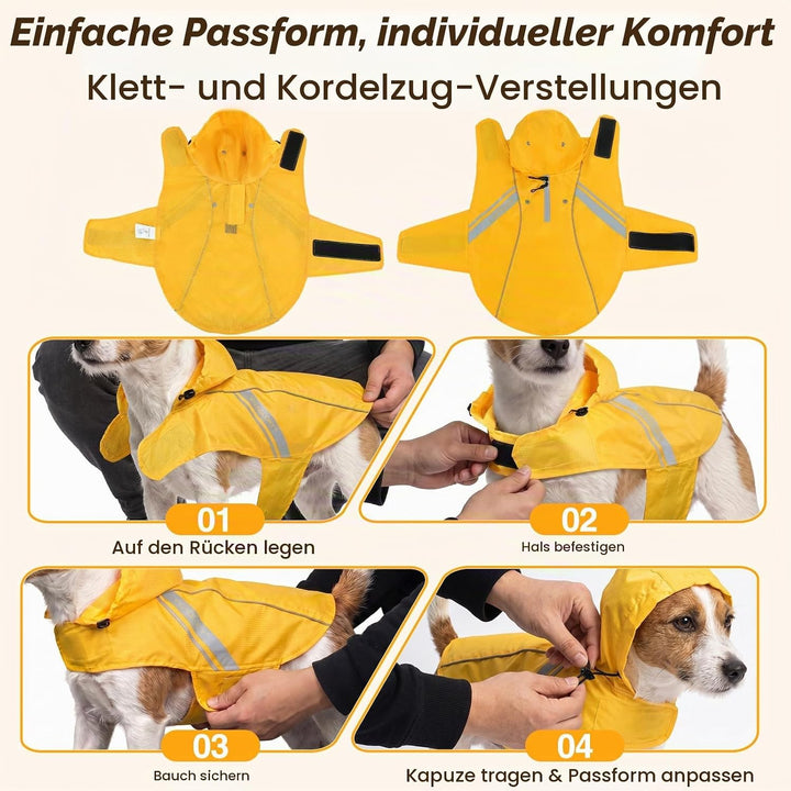 VIVAGLORY Wetoff Hunderegenmantel, Regenmantel Hund für Winter, Hunderegenjacke, Wasserdicht &amp; Refle