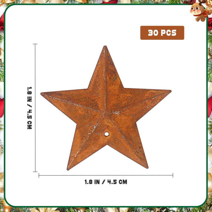Amosfun 30 StüCk Metallsterne Zum Basteln Rostige FüNfzackige Sterne 1.77 Zoll HäNgend Weihnachtsdek