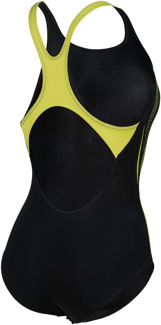 ARENA Damen Women's Swimsuit Swim Pro Back Graphic One Piece Swimsuit (1er Pack) 36 Black-soft Green