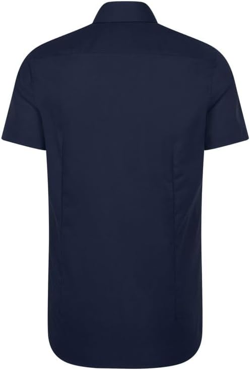 Seidensticker Herren Slim Bügelfrei Kent Kurzarm Stretch Businesshemd, Dunkelblau