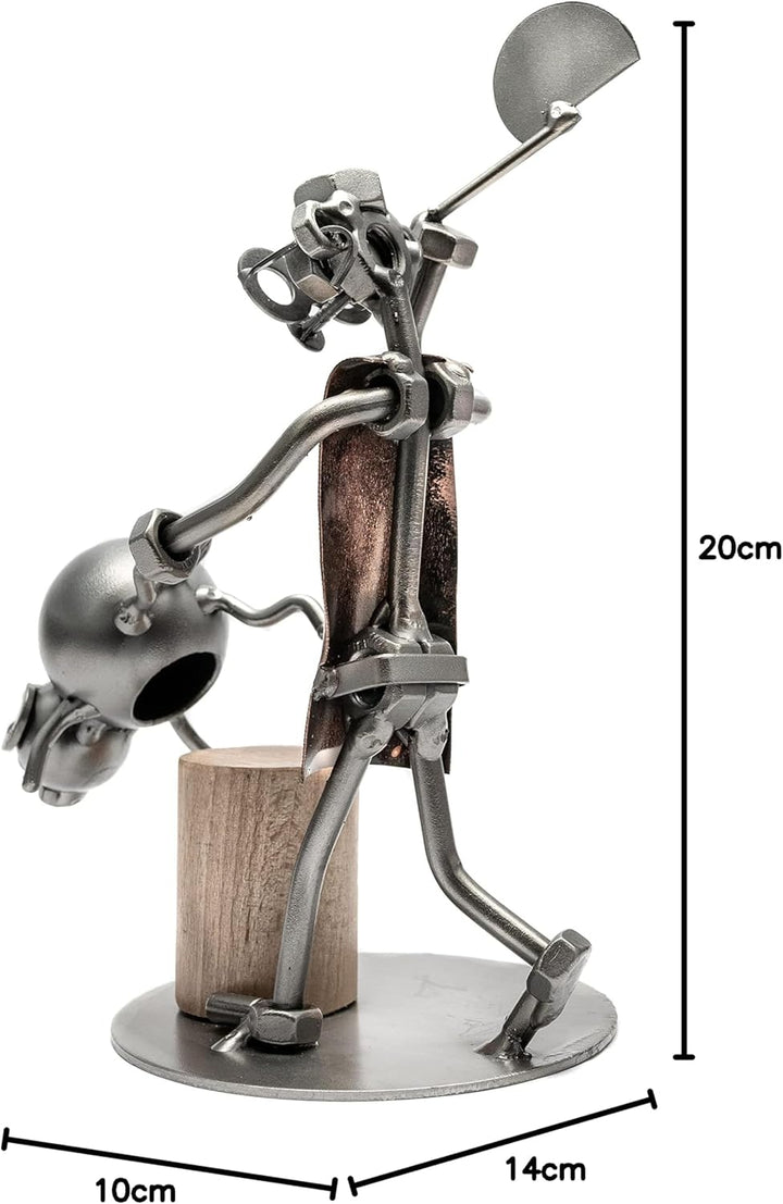 STEEMO Schraubenmännchen Schlachter Metzger Geschenk Metall-Deko 14x10x20 cm
