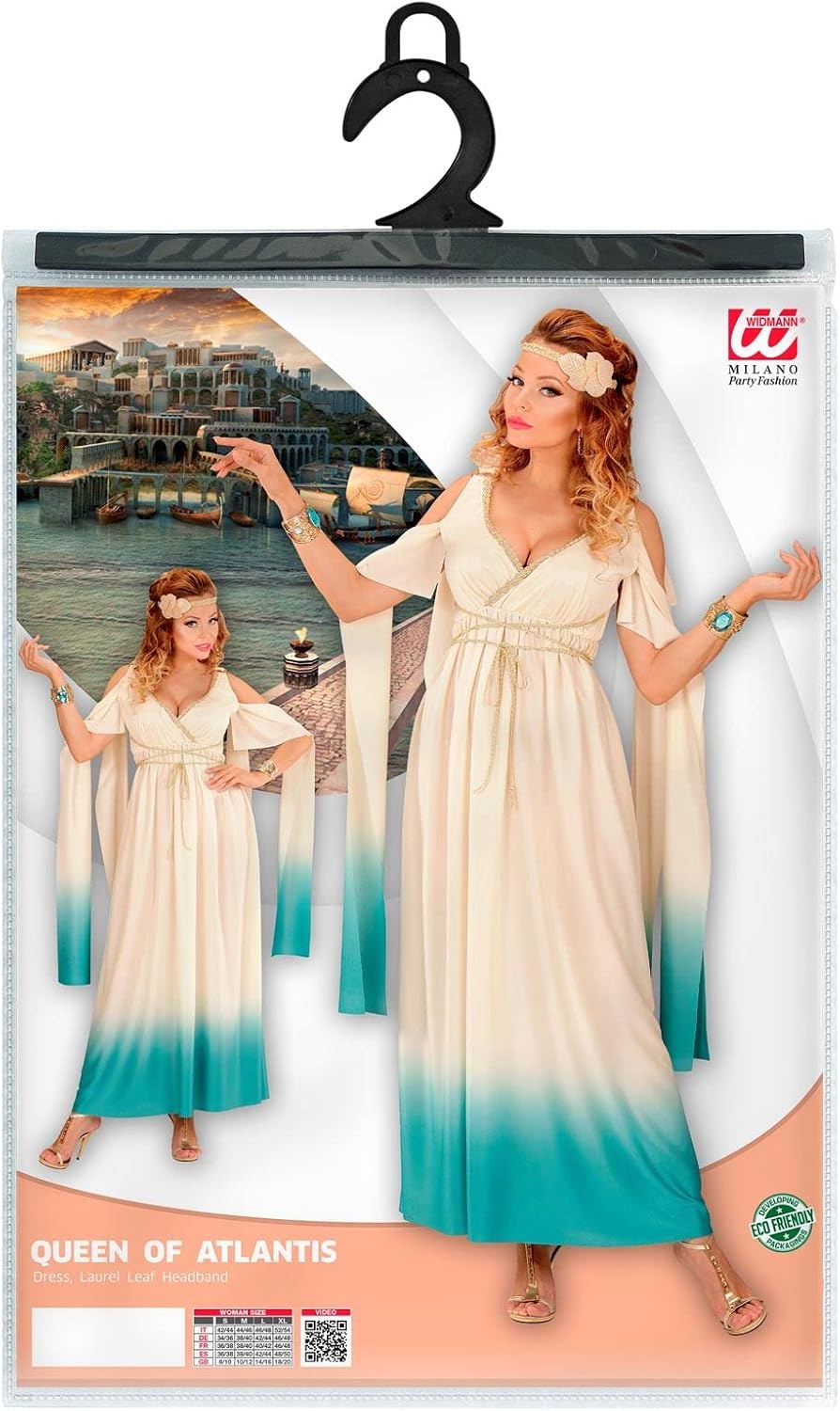 W WIDMANN MILANO Party Fashion - Kostüm Königin von Atlantis, Kleid und Lorbeerkranz, Göttin, L