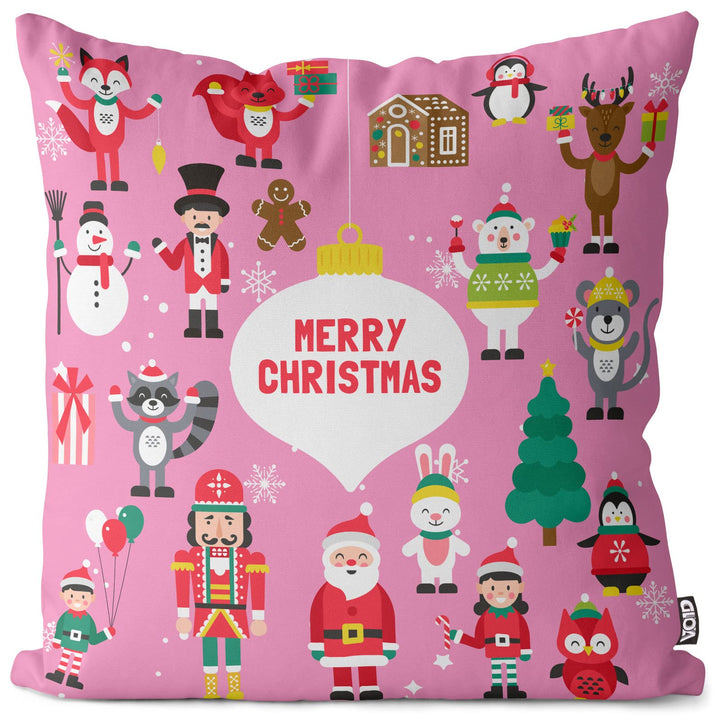 VOID Tiere Spielzeug Deko rosa Kissenbezug Kissenhülle Sofakissen Kissen Deko Weihnachten Winter Wei