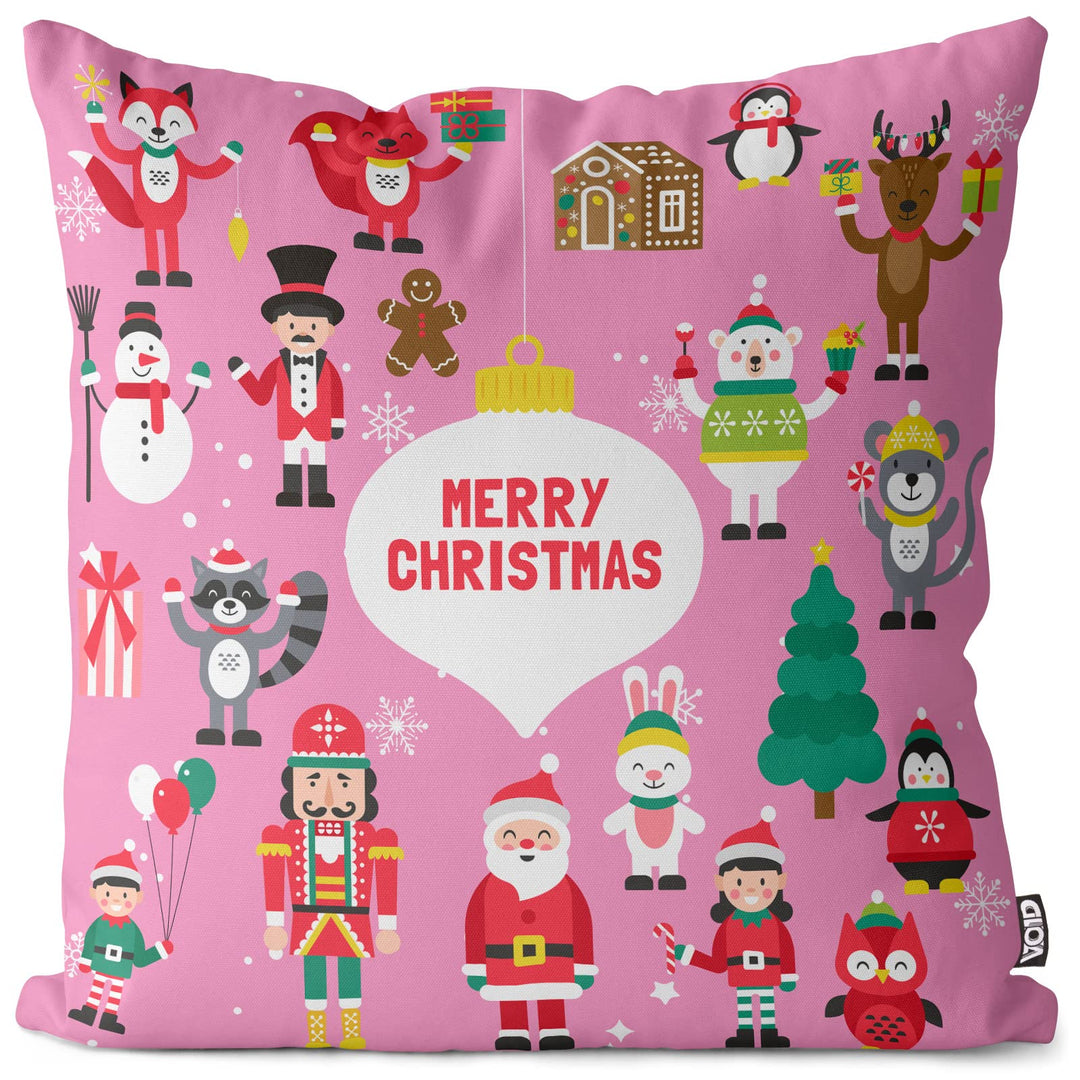 VOID Tiere Spielzeug Deko rosa Kissenbezug Kissenhülle Sofakissen Kissen Deko Weihnachten Winter Wei