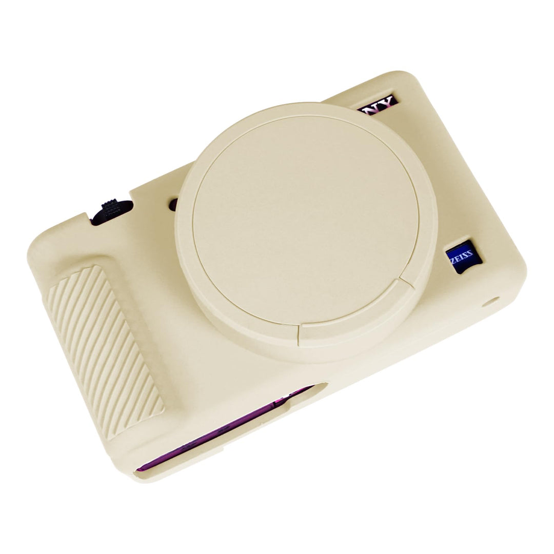 Easy Hood Silikonhülle für Sony ZV-1 Kamera,Kameratasche,Beige | mit Abnehmbarem Objektivdeckel,Krat
