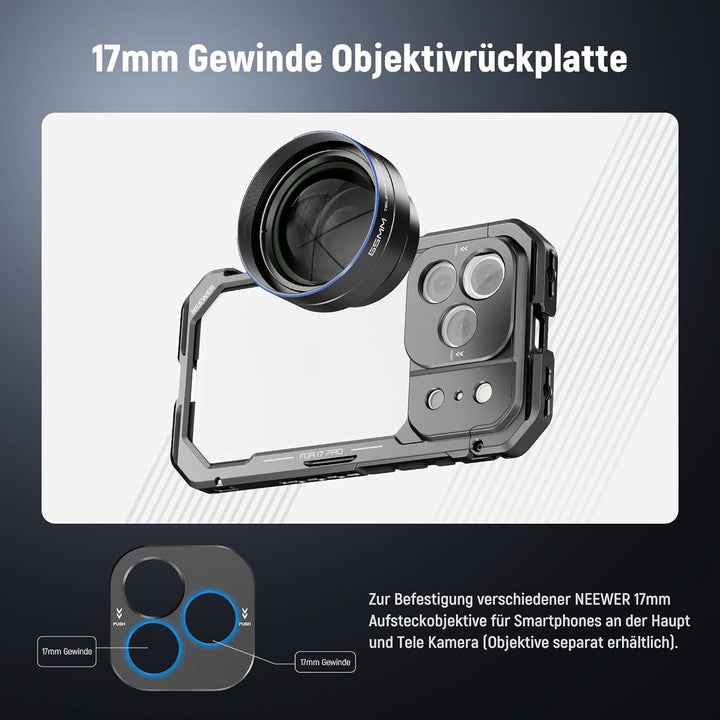 NEEWER Phone Käfig Cage Kompatibel mit iPhone 17 Pro, Schnellwechsel Video Rig Handy Stabilisator Zu