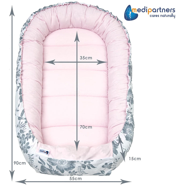 Medi Partners Babynest Nestchen Baby Set für Neugeborene - 100x60x15 Kuschelnest 5 teilig tragbar Ne