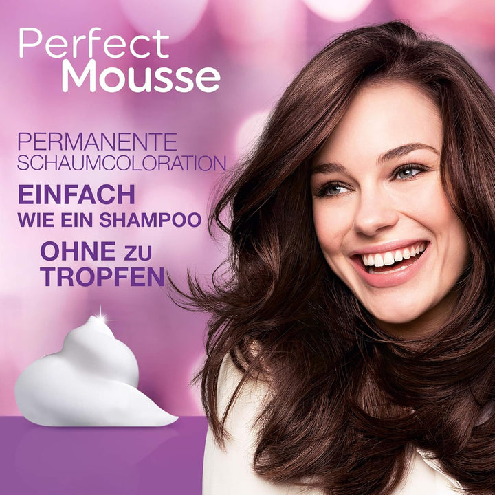 Schwarzkopf Perfect Mousse Permanente Schaumcoloration, 388 Dunkles Rotbraun Stufe 3, 3er Pack (3 x