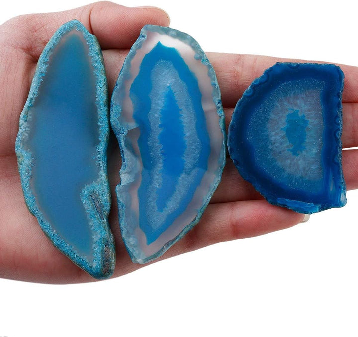 mookaitedecor 12 Stück Natürliche Geode Achat Scheiben, unregelmässige poliert Achat Edelsteine Name