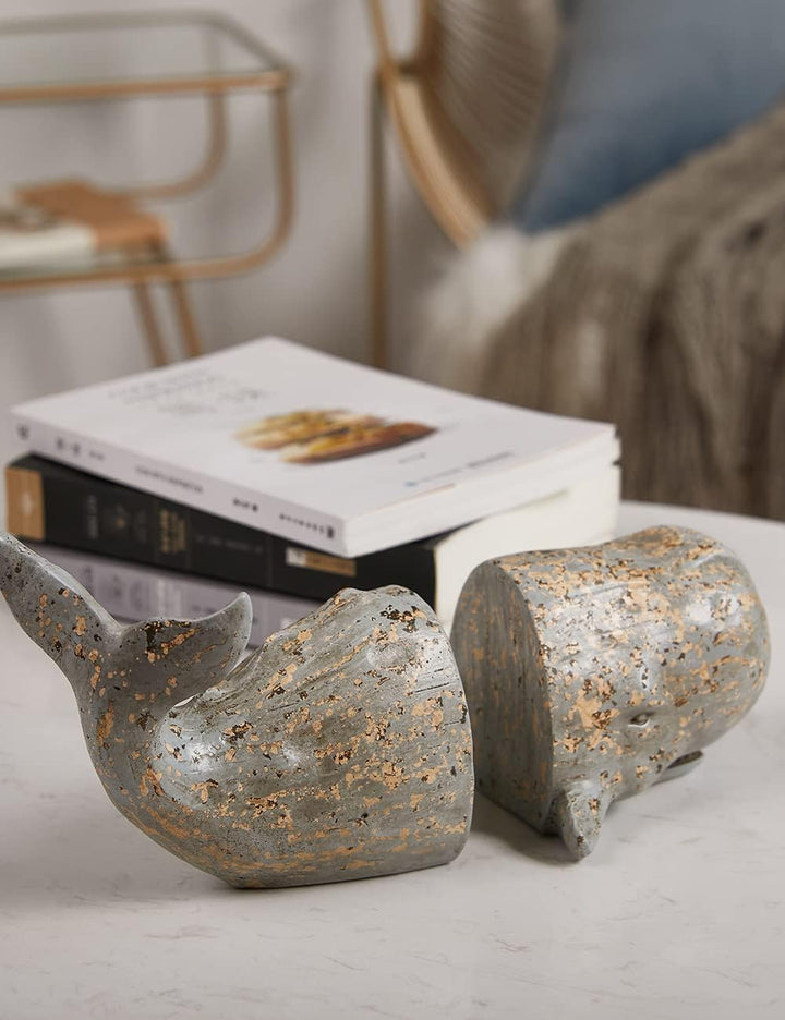 HAUCOZE Delphin Buchstützen Modern Skulpturen Arts Ozean Dekor Geschenk Polyresin 24cm