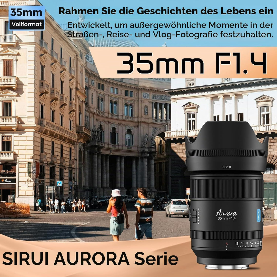 SIRUI Aurora 35mm F1.4 Full Frame Auto Focus Lens, Wide Angle Prime Lens for E Mount Cameras FX3, FX