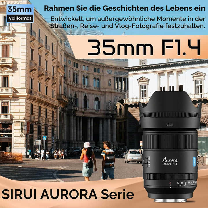 SIRUI Aurora 35mm F1.4 Full Frame Auto Focus Lens, Wide Angle Prime Lens for E Mount Cameras FX3, FX