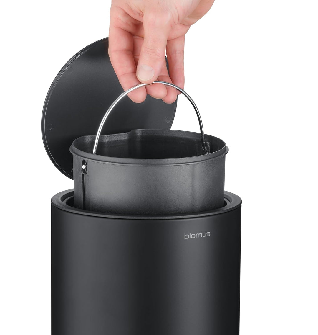 Blomus Kosmetikeimer -SINO- Mülleimer 3 Liter | Schwarz | 20L x 20B x 26H cm | Treteimer mit Absenka