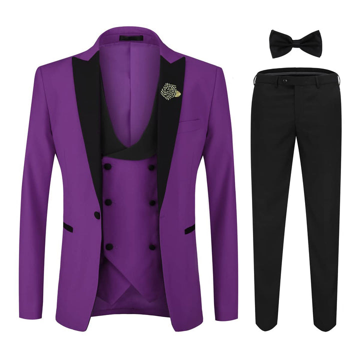 YOUTHUP Herren Slim Fit 3 Teilig Anzug, Lila Xf02 3XL