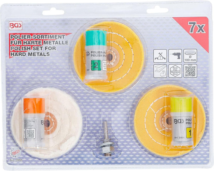 BGS 3991 | Polier-Sortiment für harte Metalle | 7-tlg., für harte Metalle